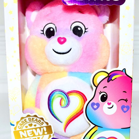 NEW (NIB) 14" Care Bears Rainbow Heart Togetherness Love All Tie Dye Plush Bear - Picture 5 of 10